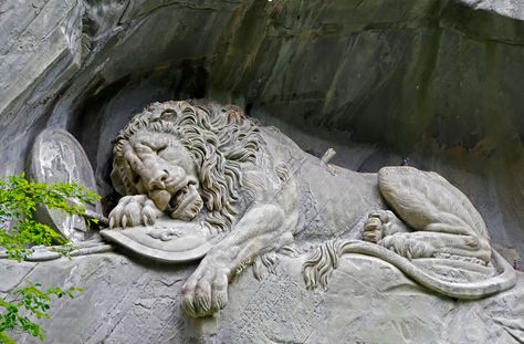 Top 10 most amazing colossal statues in the world Lion Of Lucerne Sculpture, Lion Of Lucerne, Bertel Thorvaldsen, Lion Monument, Sandstone Rock, Grave Stones, Lion Statue, Academia Aesthetics, Lucerne Switzerland