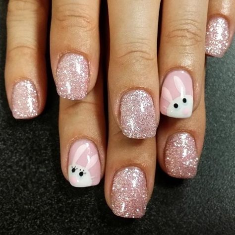 Nails On Natural Nails, Easter Nails Easy, Easter Nail Art Designs, Metallic Nail Art, Easter Nail, Easter Nail Designs, Bunny Nails, Easter Nail Art, Festive Nail Art