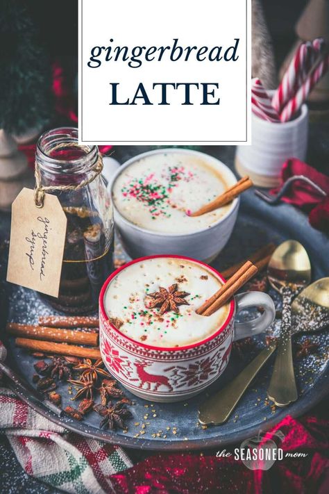 Skip the pricey coffee shop, because this homemade gingerbread latte recipe is quick, easy, cozy, and festive! Prep the gingerbread syrup in advance and enjoy warming notes of molasses, spices, coffee or espresso, and milk any day of the week. Gingerbread Latte Syrup, Gingerbread Latte Recipe, Classic Christmas Recipes, Homemade Drinks Recipes, Peppermint Whipped Cream, Gingerbread Syrup, Easy Gingerbread, Homemade Gingerbread, Southern Sweet Tea