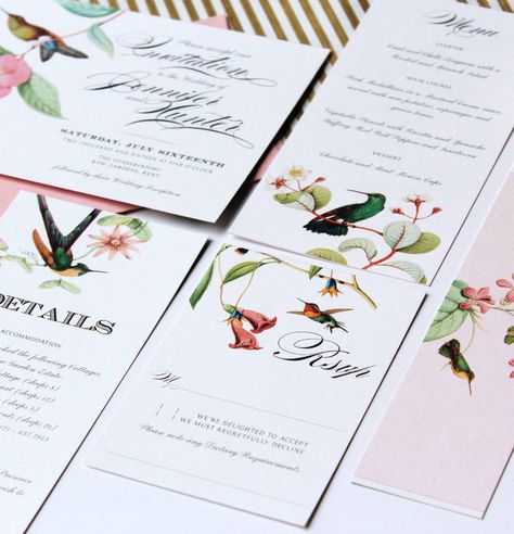 tropical hummingbird wedding invitation suite by vanilla retro stationery | notonthehighstreet.com Hummingbird Wedding Theme, Paper Culture, Wedding Invitations Online, Fall Wedding Invitations, Vintage Wedding Invitations, Watercolor Wedding Invitations, Printable Wedding Invitations, Invitation Suite, Watercolor Wedding