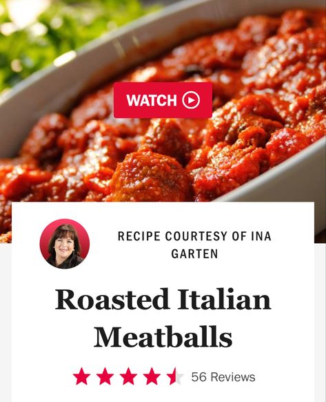 Ina Garden Meatball Recipe, Ina Garten Meatballs, Natashas Kitchen Recipes Meatballs, Raos Meatballs, Natashas Kitchen Meatballs, Nona's Meatballs, Meatball Parmigiana, Chef John's Italian Meatballs, Oven Meatballs