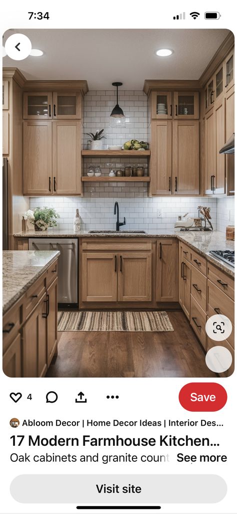 Backsplash With Light Brown Cabinets, Maple Wood Cabinets Kitchen, Kitchen Ideas Light Brown Cabinets, Brown Oak Kitchen Cabinets, Kitchen Ideas With Wood Cabinets, Light Brown Cabinets Kitchen, Dark Wood Floors In Kitchen, Wooden Cabinets Kitchen, Kitchens With Wood Cabinets