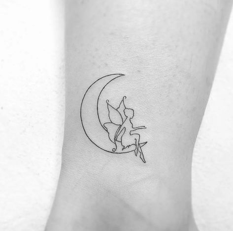 Fairy And Moon Tattoo Designs, Angel On The Moon Tattoo, Looking At The Moon Tattoo, Moon With Fairy Tattoo, Fairy On The Moon Tattoo, Person Sitting On Moon Tattoo, Moon Dance Tattoo, Fairy On A Moon Tattoo, Moon Angel Tattoo