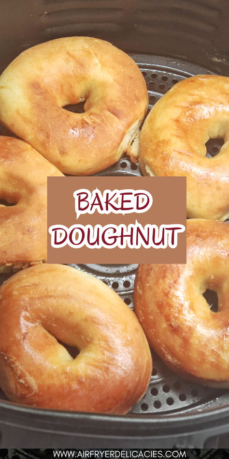 Soft baked doughnut recipe Fry Donuts Recipe, Baked Doughnut Recipe, Air Fryer Doughnut Recipe, Donut Recipe Fried, Air Fry Donuts, Baked Doughnut, Sweet Treat Recipes, Baked Doughnut Recipes, Easy To Bake