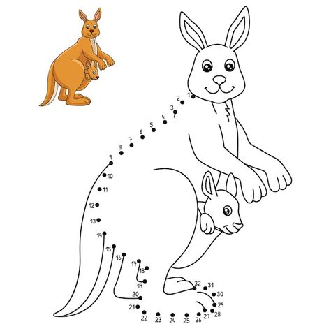 Dot To Dot, Coloring Page, Premium Vector, Kangaroo, Graphic Resources, Coloring Pages, Dots, Color, Colouring Pages