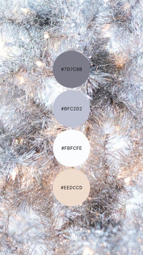 Silver Wedding Color Palette, Metallic Silver Color Palette, Silver Wedding Color Scheme, Silver Pallete Color, New Years Eve Color Palette, Elegant Colour Combinations, White Silver Color Palette, Silver Color Combinations, Silver Colour Palette