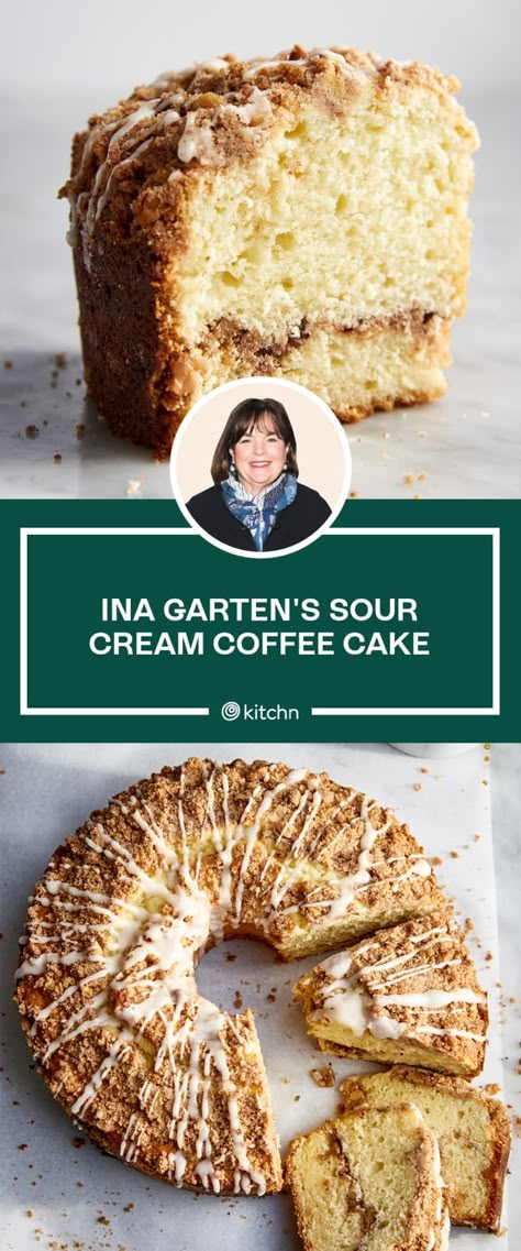 Ina Garten's Sour Cream Coffee Cake | The Kitchn Ina Garden Sour Cream Coffee Cake, Ina Garten Sour Cream Coffee Cake, The Best Coffee Cake Ever, Pancake Coffee Cake, Gluten Free Sour Cream Coffee Cake, Easy Coffee Cake Recipes Simple Breakfast, Entenmanns Copycat Coffee Cake, Easy Sour Cream Coffee Cake, Sour Cream Coffee Cake Recipe Bundt Pans