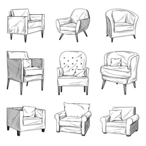 Furniture Sketches, Sofa Drawing, Drawing Furniture, Chairs Logo, Chair Drawing, Furniture Sketch, Grey Scale, Furniture Design Sketches, Etch A Sketch