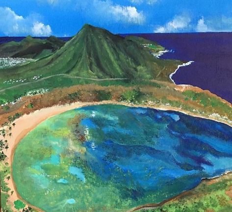 Hanauma Bay, Beautiful Hawaii, Hawaii Wedding, Wedding Designs, Poster Art, Hawaii, Acrylic Painting, Art Drawings, My Art