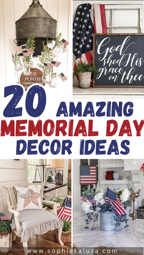 20 Best Patriotic Decor Ideas for Memorial Day & 4th of July, farmhouse 4th july decor, patriotic decor ideas, stars and stripes decor, us flag decoration Memorial Day Tablescapes, Memorial Day Decorations Outdoor, Memorial Day Porch Decor, Farmhouse 4th Of July Decor, Patriotic Decor Ideas, Decorating With Red, Farmhouse Patriotic Decor, 4th Of July Home Decor, July Home Decor