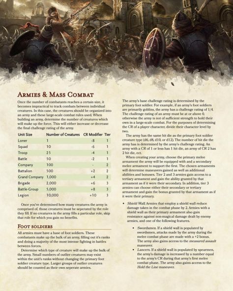 Dnd Army, Dnd Rules, Dnd Dm, Dnd 5, Dungeons And Dragons Rules, Dnd Stats, Dnd Homebrew, Dungeon Master's Guide, Dungeons And Dragons 5e