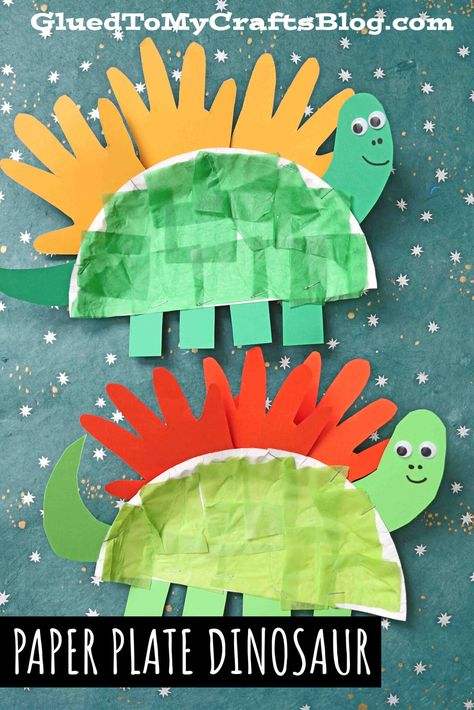 Dino Paper Plate Craft, Dino Crafts For Toddlers, Dinasour Craft Ideas, Dinasour Activity For Kids, Dinosaur Kindergarten Craft, Dino Crafts Preschool, Tissue Paper Arts And Crafts, Dinosaurs Crafts For Toddlers, Dinasour Craft Toddler