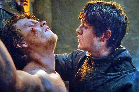 Alfie Allen as Theon Greyjoy and Iwan Rheon as Ramsay Snow Bolton Game Of Thrones, Ramsay Snow, Ramsey Bolton, Iwan Rheon, Theon Greyjoy, Alfie Allen, Ramsay Bolton, Cersei Lannister, Kit Harington