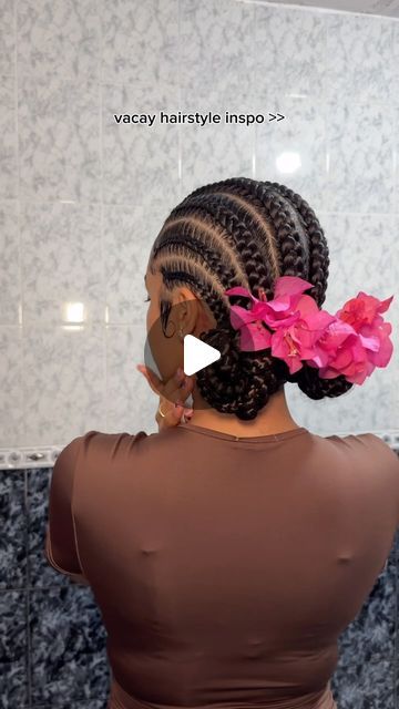 Michi ♡ on Instagram: "save for your next tropical vacay 🌺  #stitchbraids #hairstyle #hairinspo #vacation #braids #curlyhair #curlygirl #naturalhair #protectivestyles #explorepage" Easy Quick Braided Hairstyles With Weave Braids, Easy Black Hairstyles Braids, Black Girls Hairstyles For Kids Braids, Braided Hairstyles For Vacation, Hair Styles Braids Kids, Easy Hair For Kids, Quick Vacation Hairstyles Black, Braids For The Beach, Tropical Braids