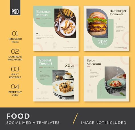 Restaurant Social Media Ideas, Recipe Book Design, Food Social Media, Instagram Design Layout, Restaurant Social Media, Ads Creative Advertising Ideas, Social Media Branding Design, Instagram Template Design, Food Graphic Design