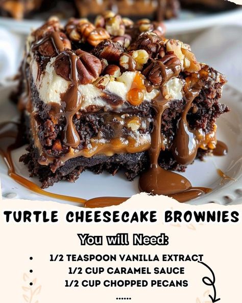 Momy Cooks Turtle Brownies With Box Mix Recipe, Turtle Brownies With Brownie Box Mix Recipe, Cheesecake Brownies With Box Brownies, Ultimate Turtle Brownies, Caramel Turtle Brownies, Cheesy Snacks, Bar Treats, Turtle Brownies, Cheesy Snack