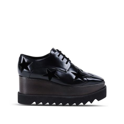 Black Elyse Star Shoes - Stella Mccartney Official Online Store - FW 2016 - 2017 Chunky Black Shoes, Oxford Platform Shoes, Oxford Shoes Outfit, Black Oxford Shoes, Derby Outfits, Black Wedge Shoes, Stella Mccartney Shoes, Platform Wedges Shoes, Platform High Heel Shoes