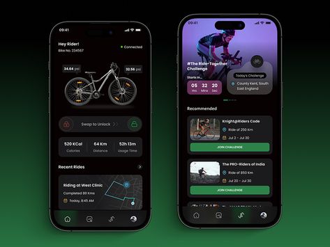 Check out this sleek Smart Bike Tracking Mobile App UI Design! 🌟 Enhance your cycling experience with style and functionality. You'll have all the information you need right at your fingertips, 📲 allowing you to keep your 🚲 bike safe and secure at all times. Want to design or develop a mobile app like tracker app then Contact @cmarixtechnolab now!! #bike #bikeapp #track #mobileapp #mobileappdesign #mobileappdevelopment #dribbble #behance #cycle #mobiledesign #appdesign #appui #bicycleapp App Case Study, Mobile App Ui Design, App Home, Tracking App, Mobile App Ui, Knight Rider, App Ui Design, Mobile App Design, Mobile Design
