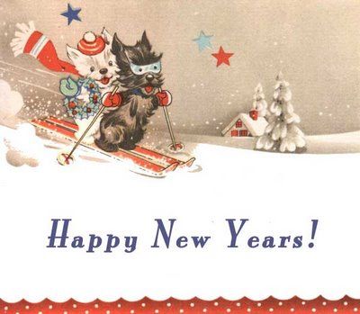 Happy New Year! | Art Dog Blog New Year Posts, Happy New Year Boston Terrier, Happy New Year Art, New Year Ideas, Happy New Year Dog, Scottie Dog Cards Handmade, Scottie Dog Illustration, Scottie Dog Christmas, Scottie Dog Happy New Year