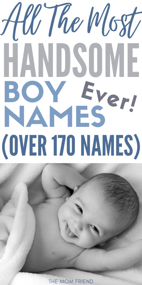 This is the ultimate list of handsome boy names for 2020. These uncommon, cute and strong boy names are sure to make your little guy stand out. This list has something for every modern mom. If you’re looking for one syllable boy names, vintage boy names, southern boy names or unique boy names, you’ll find it here. These cute baby names with meaning are sure to make your favorites list! #babyboy #babyboynames #boynames #boy #newbaby #newmom #newmommy #firsttimemom #babynames #pregnant #pregnancy Top Baby Names, Modern Baby Boy Names, Baby Announcing Photoshoot, Strong Names For Boys, Pretty Boy Names, Boy Names List, Famous Boy Names, 3 Syllable Boy Names, Full Names