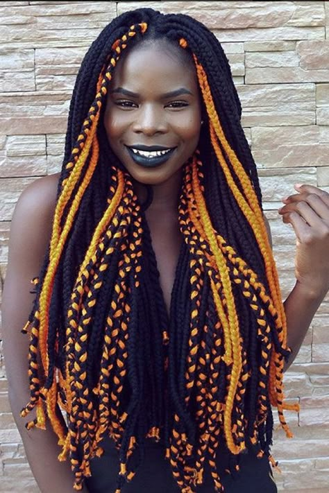 Pumpkin Spice  - 21 Beautiful Black Women Slaying In Yarn Twists, Braids and Locs Orange Hairstyles, Orange Braids, Yarn Braids Styles, Yarn Twists, Braids Color, Braids Locs, Hair Orange, Hairstyles Color, New Natural Hairstyles