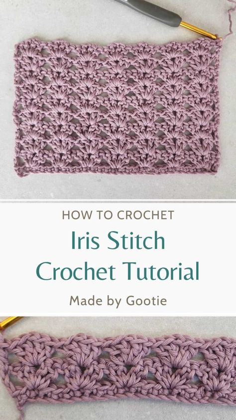 Iris Stitch Crochet, Textured Crochet Stitches, Crochet Blanket Stitches, Modern Haken, Crochet Stitches Motif, Crochet Blanket Stitch Pattern, Blankets Crochet, Different Crochet Stitches, Modern Crochet Blanket