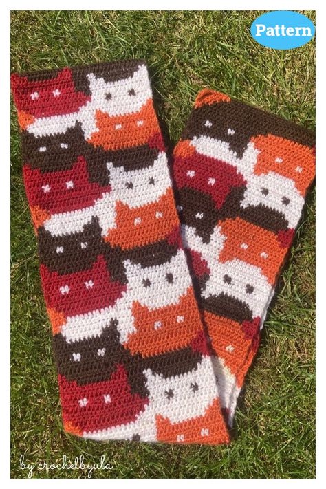 9 Kitty Cat Scarf Crochet Patterns - Page 2 of 2 Crochet Cat Scarf Pattern, Cat Pattern Sweater, Cat Bag Crochet, Cat Scarf Pattern, Scarf Crochet Patterns, Crochet Kids Scarf, Kat Haken, Crocheted Animals, Crochet Cat Hat