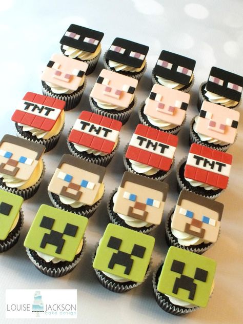 Minecraft Cupcakes - Cake by Louise Jackson Cake Design Minecraft Cupcake Cake, Minecraft Dort, Cupcakes Minecraft, Minecraft Cupcake, Minecraft Cookies, Minecraft Cupcakes, Minecraft Birthday Cake, Character Cupcakes, Kid Cupcakes