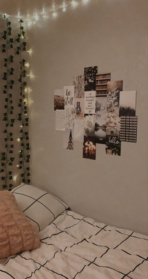 Wall Stickers Bedroom Aesthetic Ideas, Picture Wall Bedroom Ideas, Small Wall Collage Ideas, 6x4 Photo Wall Display, Cool Things To Put On Your Wall, Photos On Wall Ideas Bedrooms, Room Decor With Pictures, Room Decorate Ideas, Empty Bedroom Wall Ideas