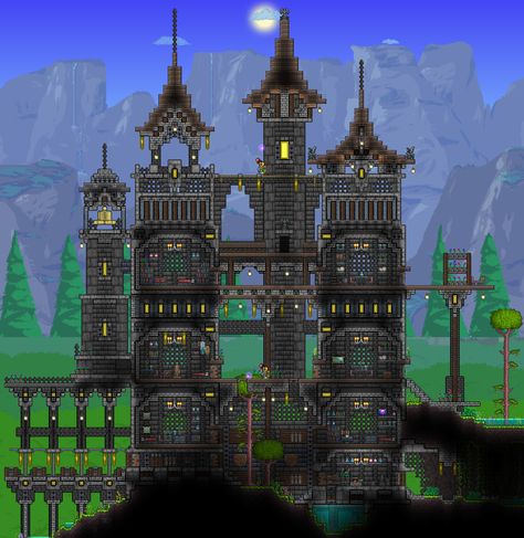 My castle in the jungle Simple Cabins, Terraria Castle, Terraria Game, Terrarium Base, Terraria House Ideas, Terraria House Design, Terraria House, Building Aesthetic, Architecture Model Making