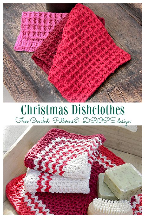 12 Christmas Dishcloth Free Crochet Patterns - DIY Magazine Christmas Dishcloth, Beautiful Crochet Blanket, Crocheted Dishcloths, Crochet Blanket Kit, Crochet Dish Towels, Dishcloth Patterns Free, Dishcloth Crochet Pattern, Washcloth Pattern, Crochet Washcloth