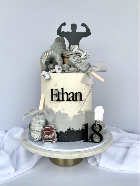 Gym Cake For Men, Gym Cake Ideas For Men, Gym Theme Cake, Playstation Cake, Fitness Cake, Gym Cake, Husband 40th Birthday, Best Cake Ever, Dad Birthday Cakes