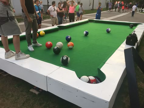 Soccer ball pool Pool Table Diy, Tennis Court Design, Outdoor Mini Golf, Diy Pool Table, Life Size Games, Custom Pool Tables, Bumper Pool, Football Logo Design, Diy Yard Games