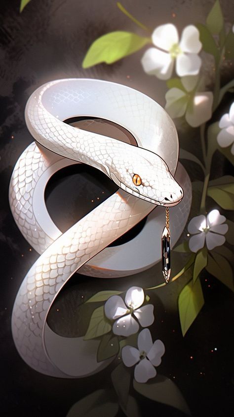 Snakes Cute Wallpaper, Albino Python Snake, Giant White Snake Fantasy Art, White Snake Fantasy Art, Snake Anime Art, White Snake Drawing, White Snake Aesthetic, Snake Fantasy Art, Snake Concept Art