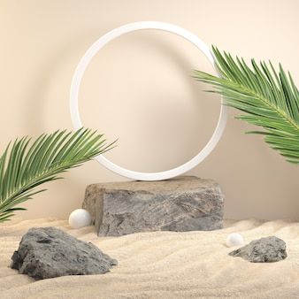 Premium Photo | Modern mockup stone podium with green leaf fall dept of field abstract background 3d render Product Background Ideas, Accessories Background, Statue Head, Rock Background, Photography Backdrops Diy, Mint Background, Beauty Products Photography, Beach Background, Frame Background