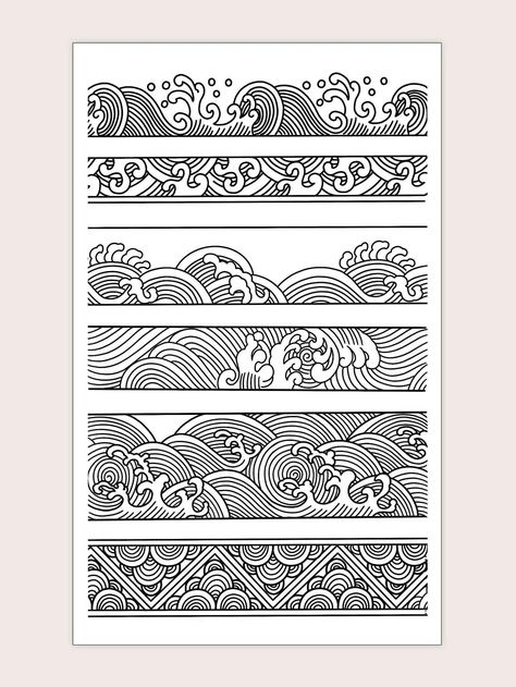 Wave Pattern Tattoo, Japanese Wave Tattoos, Textile Pattern Design Fashion, Tato Maori, Zentangle Inspiration, Framed Tattoo, 8th Grade Art, Yakuza Tattoo, Band Tattoo Designs