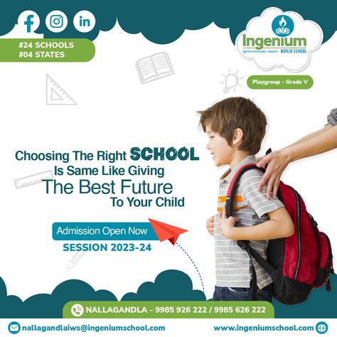 Choosing the right school is same like giving the best future to your child. School Admission Creative Ads, Preschool Creative Ads, School Ads Creative, School Creative Ads, Cocktail Invite, Remarks For Report Card, Preschool Posters, School Ads, Children's Day Poster