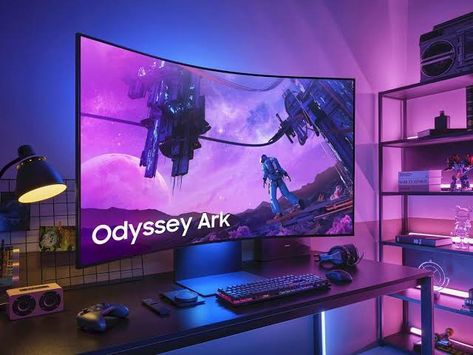 SAMSUNG Odyssey Ark 55-Inch Curved Gaming Screen, 4K UHD 165Hz 1ms (GTG) Quantum Mini-LED Gamer Monitor w/Cockpit Mode, Sound Dome Technology, Multi View, HDR10+ (S55BG970NN) 2022 Samsung Odyssey Ark, Samsung Odyssey, Xbox Game, Gaming Monitor, Gaming Room Setup, New Samsung, Dolby Atmos, Built In Speakers, Prime Day