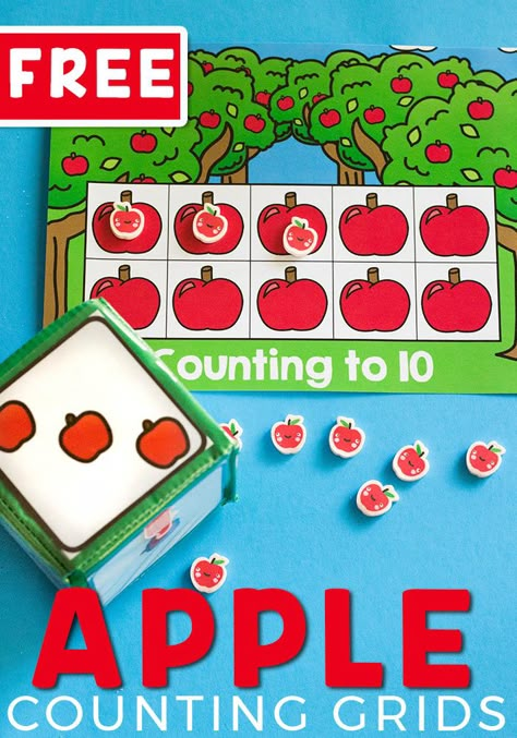 Apple Games For Preschool, Apples Up On Top, Preschool September Activities, Apples Prek, Counting Apples Free Printable, 10 Apples Up On Top Activities Preschool, Apple Bingo Preschool, Ten Apples On Top Preschool Activities, Apple Themed Preschool Centers