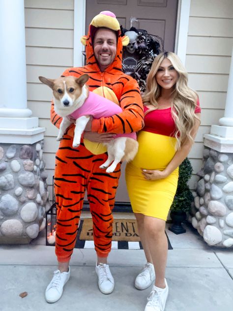 Pregnancy halloween costume idea. Family costume idea, family halloween costume idea, #halloween #halloweencostumeideas #pregnancycostume #maternityclothing #familycostumeideas #disneycostume #poobearcostume Halloween Costume Pregnant Couples, Couple Halloween Costumes Pregnant, Cute Pregnant Halloween Costumes, Halloween Costumes Pregnant, Halloween Costumes For Pregnant Women, Pregnant Costumes, Pregnancy Halloween Costumes, Halloween Costumes Pregnant Women, Pregnant Couple Halloween Costumes