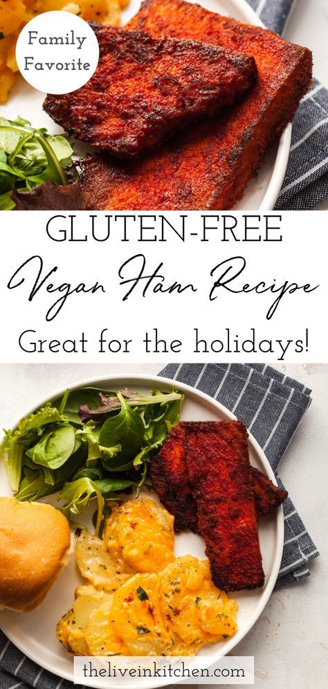 Vegetarian Ham, Vegan Ham Recipe, Vegan Easter Dinner, Vegetarian Easter Recipes, Vegan Ham, Vegetarian Easter, Vegetarian Christmas Dinner, Glazed Tofu, Gluten Free Ham