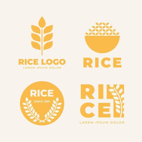 Rice logo collection | Free Vector #Freepik #freevector Rice Logo Design, Milk Logo Design, Logo Rice, Milk Logo, Rice Packaging, Eco Brand, Japanese Logo, Portfolio Design Layout, Typo Logo