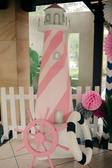 Blaise’s Pink Nautical Themed Party – 1st Birthday Nautical Baby Shower Girl, Nautical Mickey, Pink Nautical, Nautical Birthday Party, Nautical Party Decorations, 16th Birthday Decorations, Nautical Themed Party, Rainbow Parties, Nautical Birthday