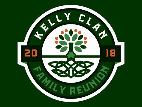 Kelly Clan Family Reunion by Matt Walker Clan Logo Design, Family Reunion Logo Design, Family Matching Customizable T-shirt For Family Reunion, Family Reunion Logo, Customizable Family Matching T-shirt For Family Reunion, Cotton T-shirt With Custom Print For Family Reunion, Cotton Graphic T-shirt For Family Reunion, Clan Logo, Athletics Logo