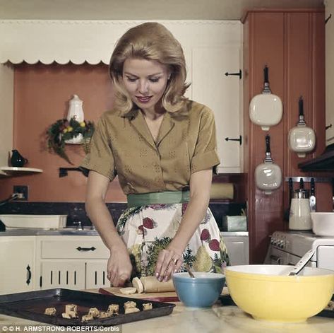 article-2372431-1AEC8FE9000005DC-323_634x631 1950 Housewife, 1950s Housewife, Mother Feeding, Vintage Housewife, Retro Housewife, Perfect Wife, Vintage Black Glamour, Domestic Goddess, Why Do People