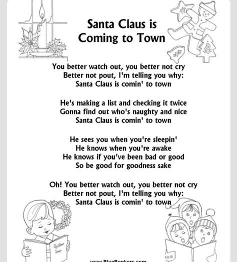 Santa Claus is coming to Town lyrics Merry Christmas Lyrics, Christmas Carols Lyrics, Christmas Carols Songs, Carol Songs, Xmas Carols, Christmas Songs Lyrics, Xmas Songs, Christmas Lyrics, Christmas Sheet Music