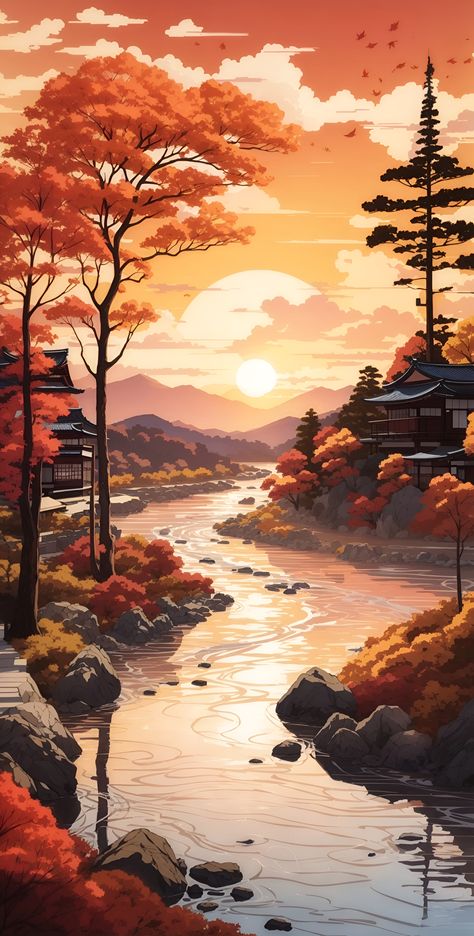 Pour Painting Techniques, Pixel Art Landscape, Amoled Wallpapers, Easy Acrylic Painting, Japanese Art Prints, Art Gallery Wallpaper, Wow Art, Cool Wallpapers Art, Beautiful Landscape Wallpaper