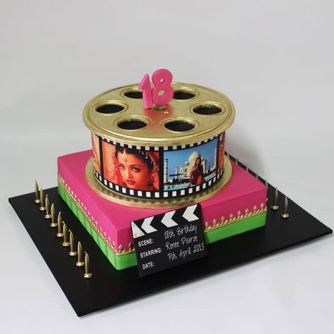 Bollywood Cake, 50th Birthday Cakes For Men, Bollywood Theme Party, Sugar Flower Wedding Cake, Retro Cake, Whiskey Cake, Movie Cakes, Bollywood Theme, 50th Wedding Anniversary Party