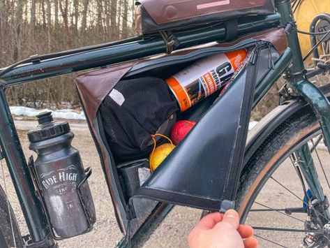 Adventure Bike Cycling, Bike Frame Bag, Bikepacking Gear, Bikepacking Bags, Bike Packing, Biking Diy, Mtb Bike Mountain, Cycling Touring, Bike Parking