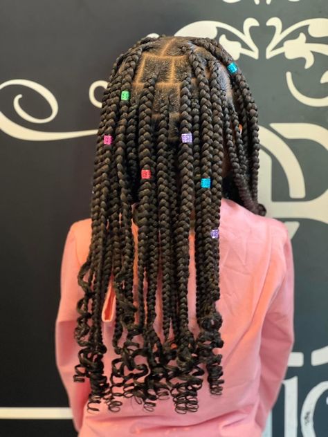 Box Braids For Kids Black, Kids Braids With Curls, Kids Box Braids Styles Children, Kid Box Braids, Box Braids On Kids, Kids Box Braids Styles, Box Braids Kids, Knotless Braids For Kids, Box Braids For Kids